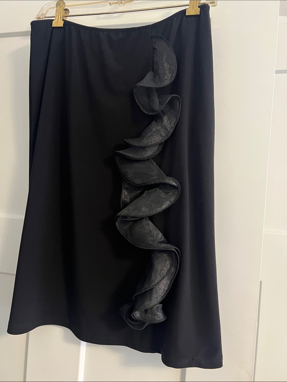 Joseph Ribkoff Black Ruffle-Trim A-Line Skirt🥰😎